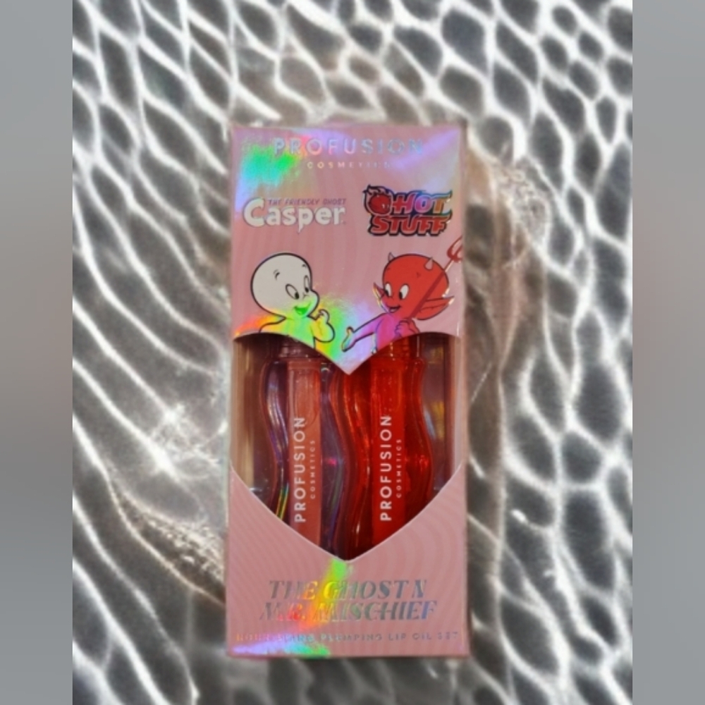NIB Profusion Cosmetics Casper & Hot Stuff Lip Oil Duo - Pink and Red